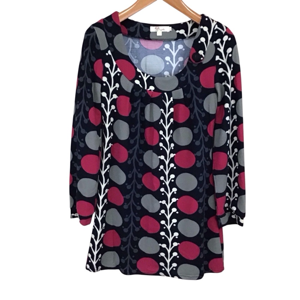 Anthropologie Aryeh Black Pink Geometric Mini Sweater Dress L